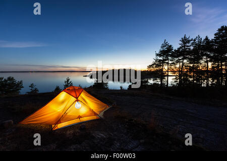 Camping am Bylandet Insel, Kirkkonummi, Finnland, Europa, EU Stockfoto