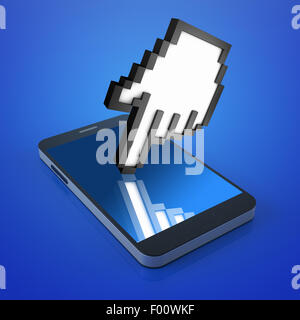 Smartphone-Konzept mit Hand-cursor Stockfoto