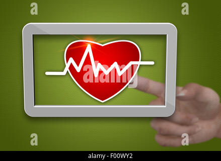 EKG mit Herzsymbol als Hintergrund Stockfoto