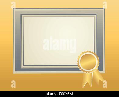 Frame-Vorlage mit Award-Siegel für Fertigstellung Dokumente, Auszeichnungen, Diplom, Zertifikat leer. Stock Vektor