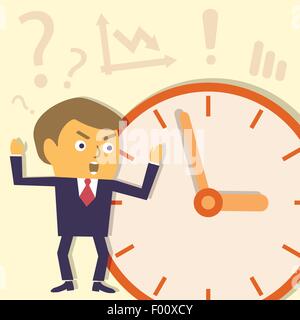 Geschäftsmann bekommen keine Frist. Moderne Business-Konzept. Vektor-Zeichen-Illustration. Stock Vektor