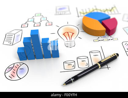 Diagramme und Grafiken als Konzept Stockfoto