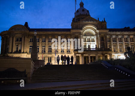 Victoria Square und Stadtzentrum von Birmingham Rathaus bei Nacht England uk Stockfoto