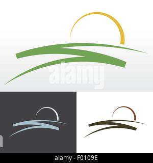 Einfache Sonnenaufgang Design für Logo, Emblem oder Zeichen. Stock Vektor