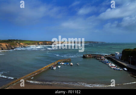 Der Hafen im Winter, Boatstrand, The Copper Coast Geopark, Grafschaft Waterford, Irland Stockfoto