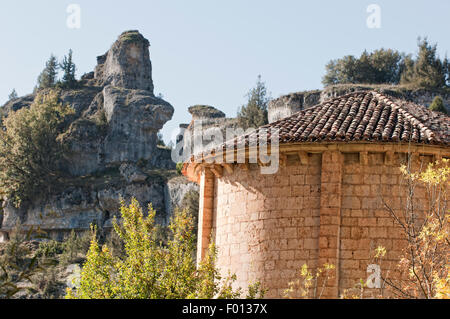 Einsiedelei von San Bartolome. Cañon del Rio Lobos Naturpark. Soria. Spanien. Stockfoto