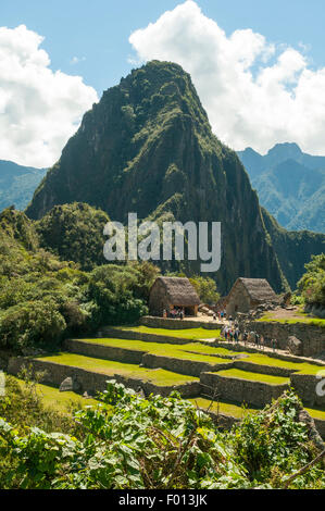 Huaynapicchu bei Inka-Ruinen von Machu Picchu, Peru Stockfoto