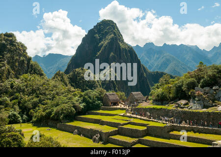 Huaynapicchu bei Inka-Ruinen von Machu Picchu, Peru Stockfoto