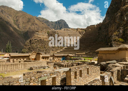 Inkaruinen von Ollantaytambo, Heiliges Tal, Peru Stockfoto