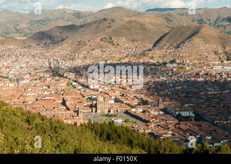 Cuzco aus Inka-Ruinen von Sacsayhuaman, Peru Stockfoto