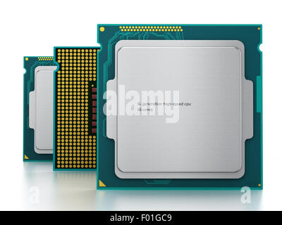 CPUs (Central Processing Units) isoliert auf weißem Hintergrund Stockfoto