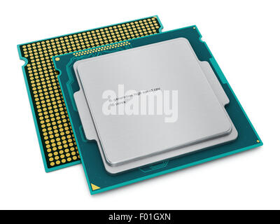 CPUs (Central Processing Units) isoliert auf weißem Hintergrund Stockfoto