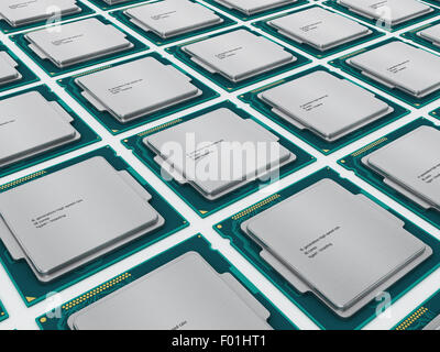 CPUs (Central Processing Units) isoliert auf weißem Hintergrund Stockfoto