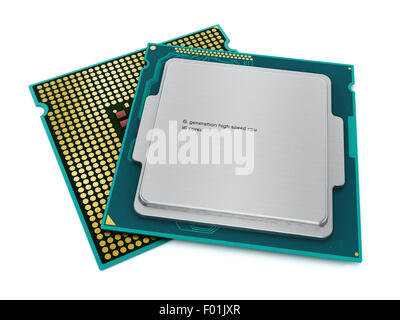 CPUs (Central Processing Units) isoliert auf weißem Hintergrund Stockfoto