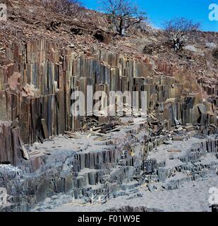 Die Orgelpfeifen (Basaltsäulen), verbrannten Berg, Damaraland, Namibia. Stockfoto