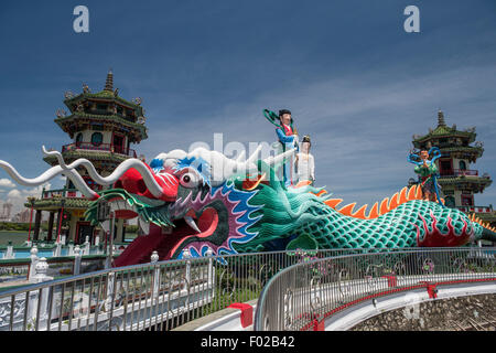 Der Drache im Frühjahr und Herbst Pavillons, Lotus-Teich, Kaohsiung, Taiwan Stockfoto