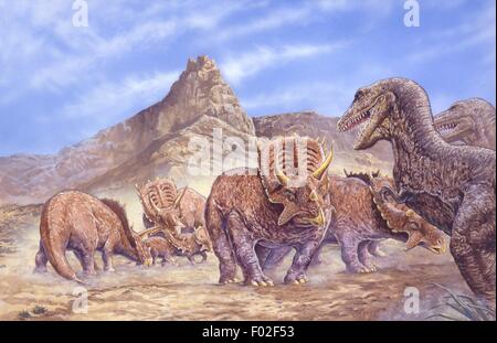 Palaeozoology - Kreidezeit - Dinosaurier - Arrhinoceratops - Kunstwerk von Tim Hayward Stockfoto