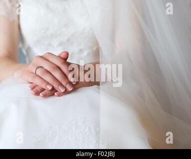 Nahaufnahme einer Braut Hände Stockfoto
