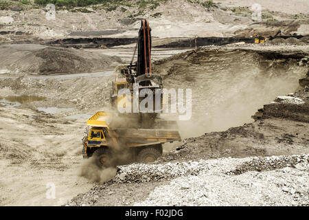 Bagger beim Arbeiten in einem Tagebau-mine Stockfoto