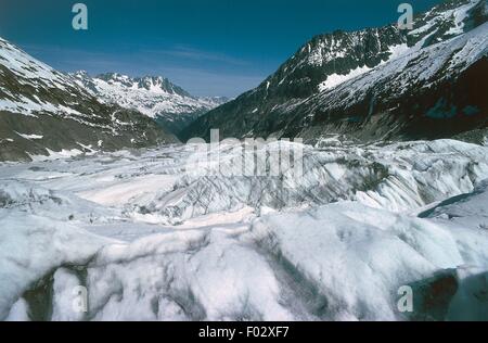 Ein Eis Zunge des Gletschers Mer de Glace, Mont-Blanc-Gruppe, Haute-Savoie, Rhône-Alpes, Frankreich. Stockfoto