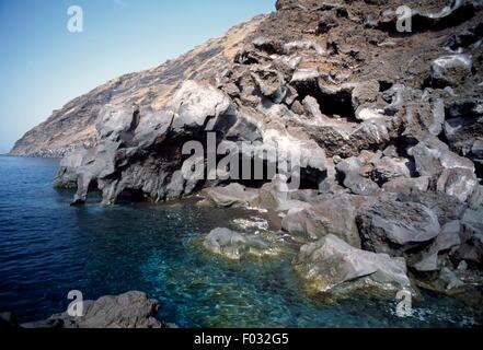 Der Stream des Feuers (Sciara del Fuoco), die Stromboli, Äolischen Inseln (UNESCO-Welterbe, 2000), Sizilien, Italien. Stockfoto