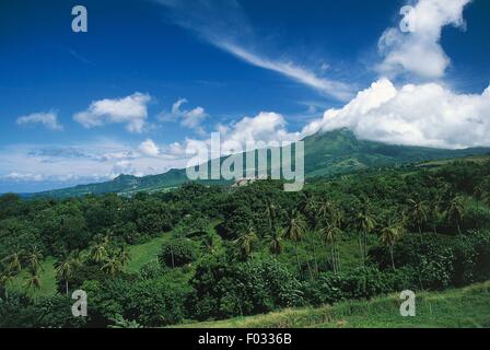 Mount Pelee (1397 m), aktiver Vulkan, Martinique, Übersee Region von Frankreich. Stockfoto