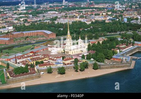 Luftaufnahme des Heiligen Peter und Paul Fortress (Petropavlovskaya Krepost) - Sankt Petersburg Altstadt (UNESCO-Welterbe, 1990), Russland Stockfoto