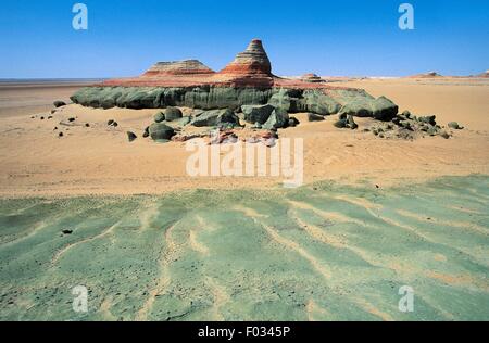 Geologische Formationen, Qattara Depression, libysche Wüste, Sahara Wüste, Ägypten. Stockfoto