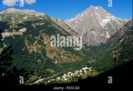 Pelvoux-massiv, Vallouise Tal, Ecrins-Nationalpark (Parc national des Ecrins), Hautes Alpes, Frankreich. Stockfoto