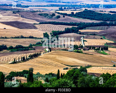 Von den Mauern von Pienza in der Toskana, Italien Stockfoto