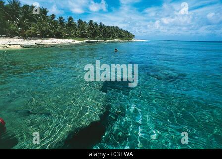 Föderierte Staaten von Mikronesien - Yap-Inseln - Ulithi-Atoll - Riff durch kristallklares Wasser gesehen. Stockfoto