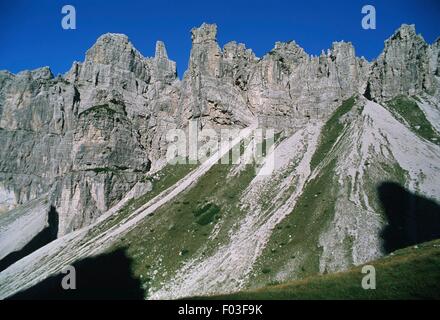 Italien - Friuli-Venezia Giulia Region - Friulane Dolomiten regionaler Naturpark (UNESCO-Weltkulturerbe, 2009). Alta Val Montanaia Stockfoto