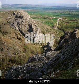 Landschaft in der Nähe der antiken Stadt von Hattusa, Bogazkale, Zentral-Anatolien, Türkei. Stockfoto