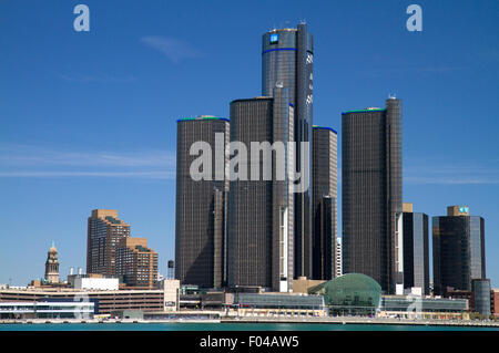 GM Renaissance Center auf der Detroit internationales Riverfront, Michigan, USA. Stockfoto