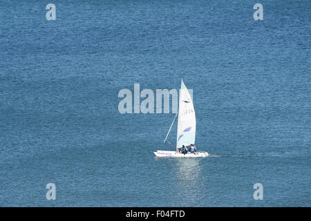 Segeln auf Filey Bay, North Yorkshire. Stockfoto