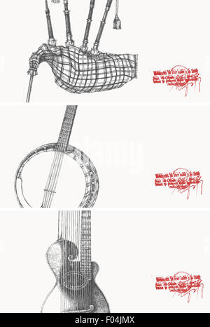 Thema Musik Banner - traditionelle Instrumente Stockfoto