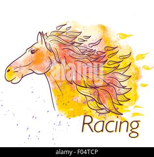 Horse Racing-Aquarell-symbol Stock Vektor