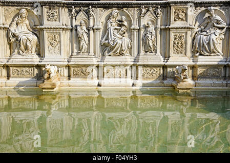 Fonte Gaia Brunnen, Piazza del Campo in Siena, Toskana, Italien Stockfoto