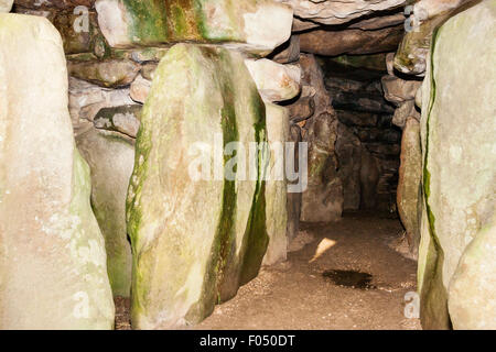 West Kennet Long Barrow, Neolithische Grab, Grabhügel auf Chalk Ridge in der Nähe von Silbury Hill, England. So Einrichtung mit großen Steinen und Seitenräume Stockfoto