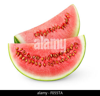 Scheiben Wassermelone isoliert auf weiss Stockfoto