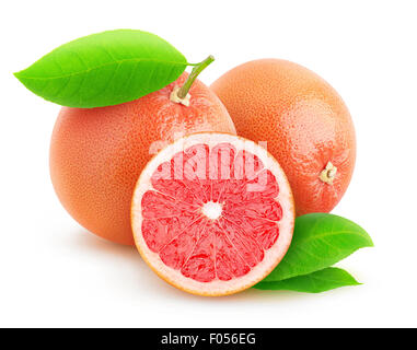 Rosa Grapefruit, isoliert auf weiss Stockfoto