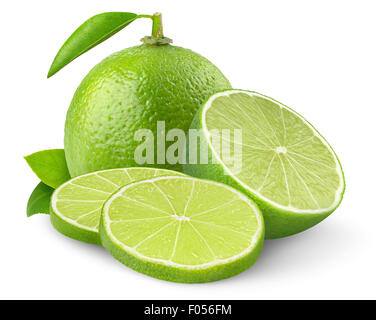 Frische Limette, isoliert auf weiss Stockfoto