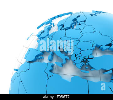 Globus von Europa mit Ländergrenzen Stockfoto