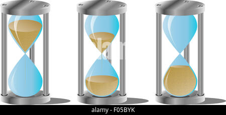 Sanduhr-Set. Uhr und Stunde, Timer und Minute, Countdown, Messung, Symbol Uhr, Vektor-Grafik-illustration Stockfoto