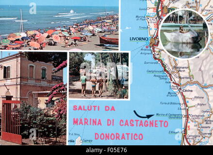 Geographie / Reisen, Italien, Castagneto Carducci, Ansicht, Ansichtskarte, Postkarte, postmarked 1980, Additional-Rights-Clearences-not available Stockfoto