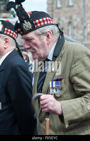 Ein alter Soldat des Königs eigenen schottischen Grenzbewohnern Inhaber das Military Cross eine Medaille für Tapferkeit. Stockfoto