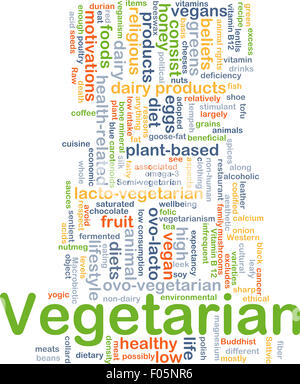 Hintergrund-Konzept Wordcloud Illustration vegetarisch Stockfoto