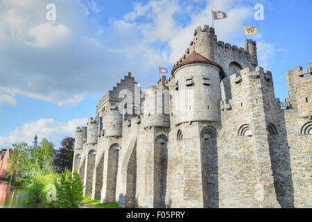 Gravensteen ist eine Burg in Gent mit Ursprung aus dem Mittelalter Stockfoto