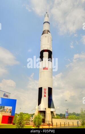 Apollo-Rakete-Stand auf dem Gelände der US-Raum & Rocket Center in Huntsville Alabama Stockfoto