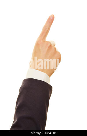 Hand nach oben mit dem Zeigefinger Geschäftsfrau Stockfoto